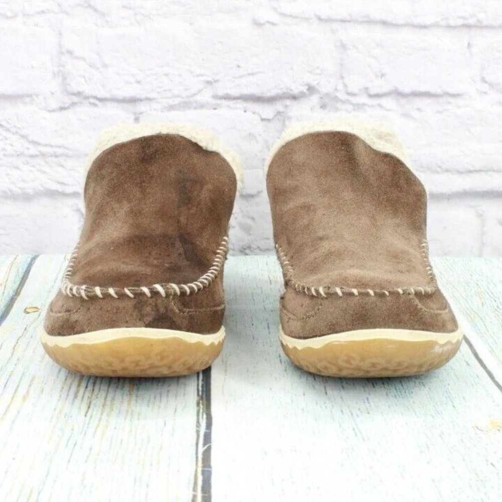 LL Bean Brown Suede Fleece Lined Mountain Slipper Moccasin  Boot Sz 7 M - Picture 4 of 9